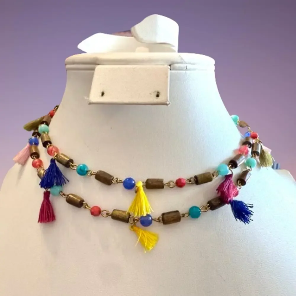 Plunder Designs Colorful Tassel Beaded Shayla Necklace